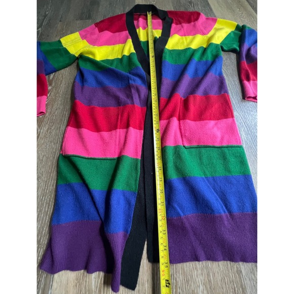 New York & Company Cardigan Womens XL Rainbow Stripe Good Open Front Longline - Picture 4 of 7